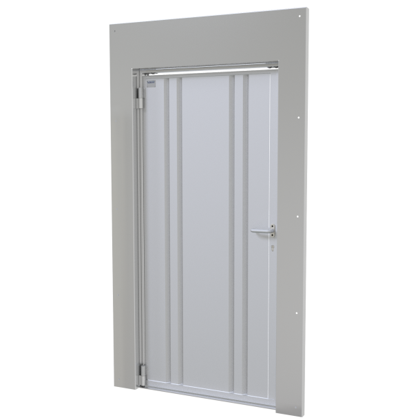 Aluminum construction protection door | installation dimension width: 942 - 1186 mm, | passage: 810 x 1920 mm
